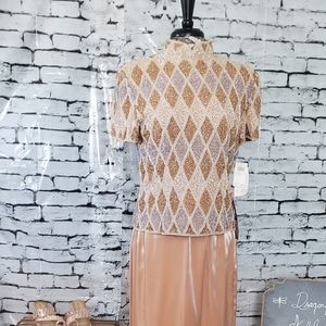 Beaded blouse with silk skirt